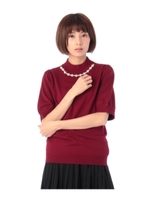 ハイネックパールニットトップス/モスグリーン(024)