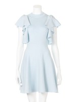 フリルスリーブニットワンピース/LBLU