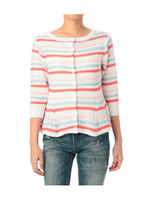 ペプラム調ボーダーニットカーディガン/ピンク系(372)