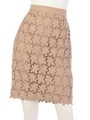 合皮フラワー刺繍スカート/キャメル