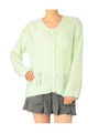 透かし編みニットカーディガン/グリーン系(030)