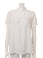 High Neck Frill Blouse/Off White