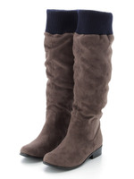 【JELLYBEANS】リブニットロングブーツ/グレーS