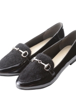 エナメル＆ハラコ調使いオペラシューズ/ブラック(019)