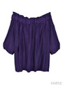 オフショルダーギャザーTOPS/パープル