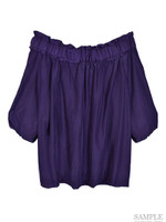 オフショルダーギャザーTOPS/パープル
