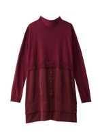 シャツレイヤード風ボトルネックニット/ボルドー(064)