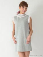 ハイネックプリーツワンピ/モクグレー