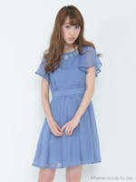 ビジューシフォンワンピース/ブラック