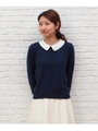 ビジュー衿付ニット/ネイビー(093)