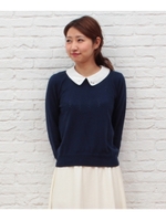 ビジュー衿付ニット/ネイビー(093)