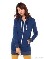 フードロングパーカー/ブルー