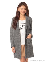 ロゴ入りタンク付きロングジャケット/グレー