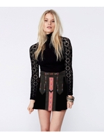 幾何学刺しゅうフレアミニスカート/ブラック(119)