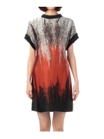 幾何学柄ワンピース/グリーン系(193)