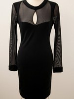 胸元キーホールメッシュ切替肌見せワンピース/ブラック