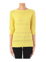 編み地切り替えドルマンスリーブニット/イエロー系(031)