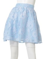 【Agneau7】フラワーパステルフレアスカート/ブルー