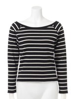 【BIJ】 リブ編ボーダーCS/オフホワイト