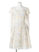 【美人百花6月号掲載】ジュエルフラワープリントワンピース/ブルー