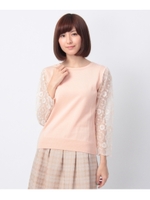 シースルーレース切り替えニット/ベビーピンク(071)