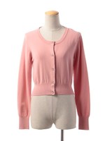 スクエアビジューボタンカーディガン/PK