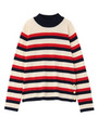 トリコロールボーダーハイネックニット/ネイビー(393)