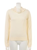 ファーポンポン付ニットTOPS/ピンク