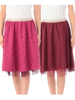 レース×チュールリバーシブルスカート/ピンク系(073)