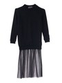 tulle sweat one-piece/navy