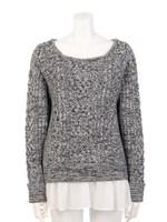 【FEMININE】ケーブルシフォンフレアニット/グレー