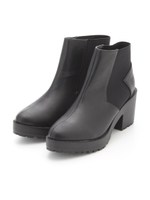 【R&E】厚底ラバーヒールサイドゴアショートブーツ/ブラックスエード