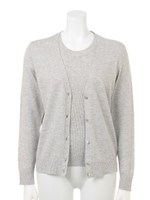 Ｖカーデ×５分袖リブニットアンサンブル【8color】/ボルドー