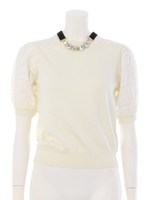 シェアーチェック袖ニット/オフ