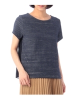 シフォン切り替えクルーネックカットソー/ブルー(092)