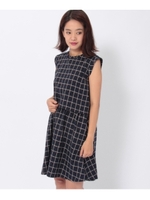 チェック柄セットアップ風ワンピース/ネイビー(293)