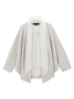 チュール衿リネン混ニットカーディガン/グレー(012)