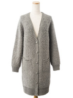 バックリボンベリーロングカーデ/グレー