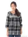 起毛チェックジャガードチュニック丈ブラウス/マスタード