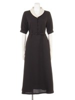 配色ジョーゼットシャツワンピース/オフホワイト