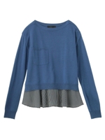 [L]ボートネックニット+キャミソールセット/ブルー(092)