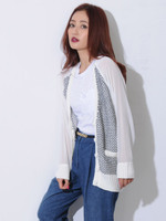 【OU】シフォンスリーブニットカーデ/WHITE