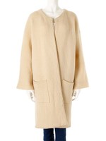 ノーカラーニットコーディガン/アイボリー