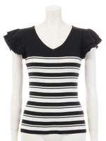 フリルスリーブＶニット/ミックス2