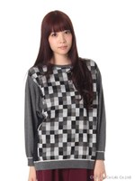 ブロックジャカードニット/ブラック