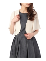 ペプラム切り替えノーカラーショートジャケット/ベージュ(052)