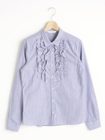 ラウンドカラーフリルシャツ/オフ