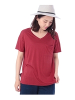 レ-ヨンポケット付半袖プルオーバー/ワインレッド(063)