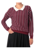 衿付きストライプニット/オフホワイト(303)