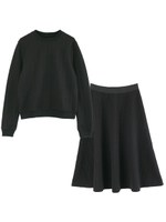 柄キルティングセットアップ/ブラック